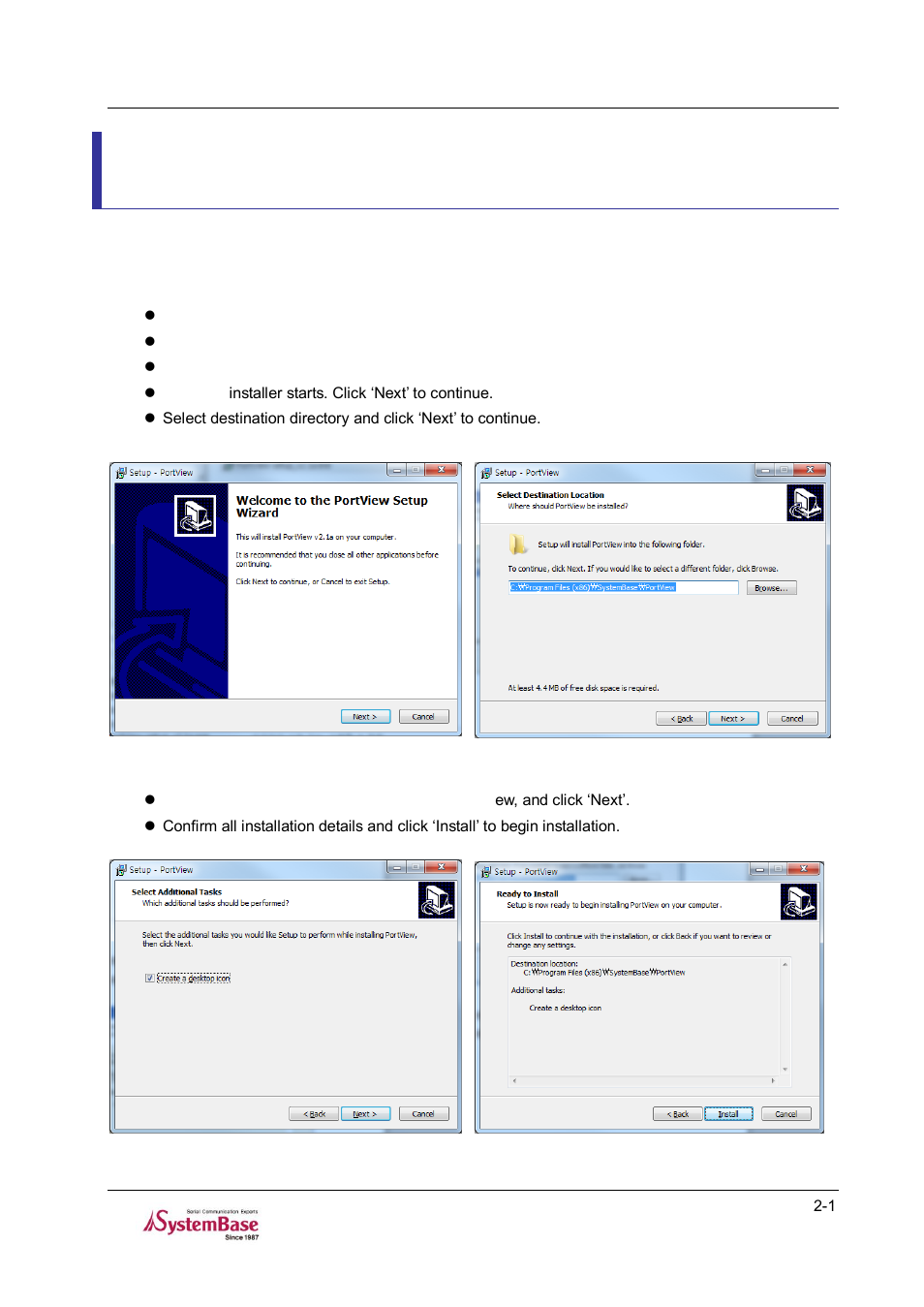 Chapter 2, Installation -1, How to install -1 | Chapter 2. installation, 1 how to install | Solvline PortView V2.1a User Manual | Page 6 / 33