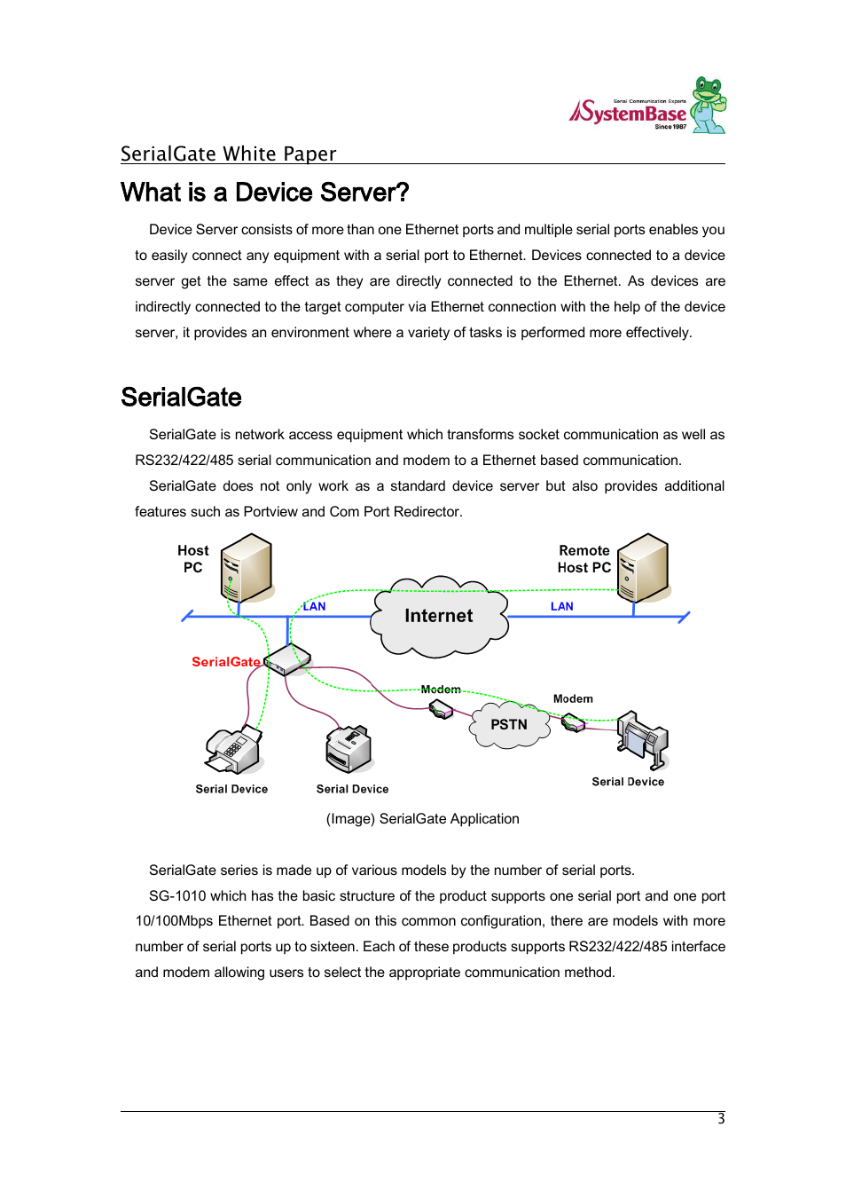 What is a device server, Serialgate, Serialgate white paper | Solvline SG Series White Paper User Manual | Page 3 / 9