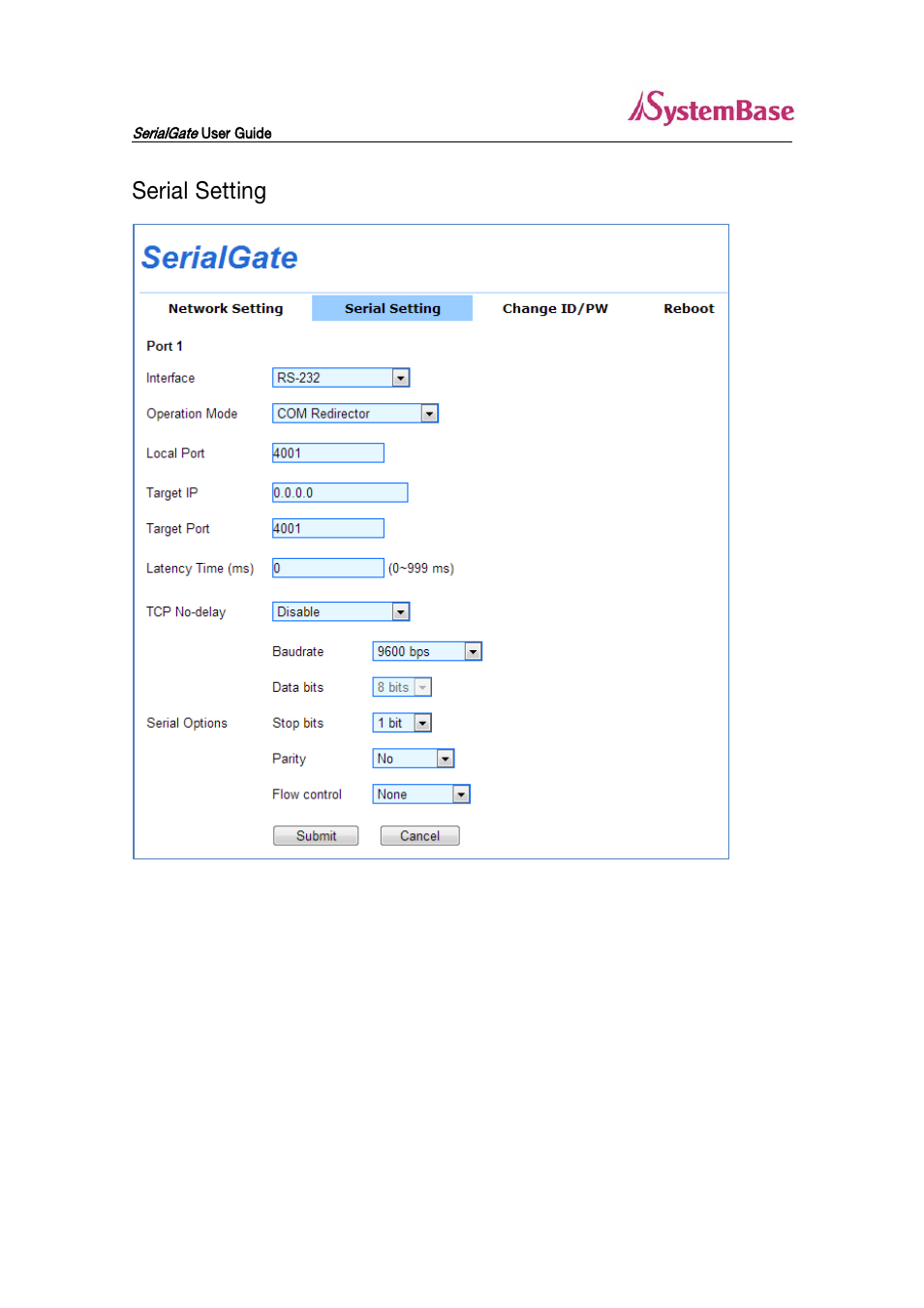 Serial setting | Solvline SG-3011DCL232 V1.0 User Manual | Page 21 / 32