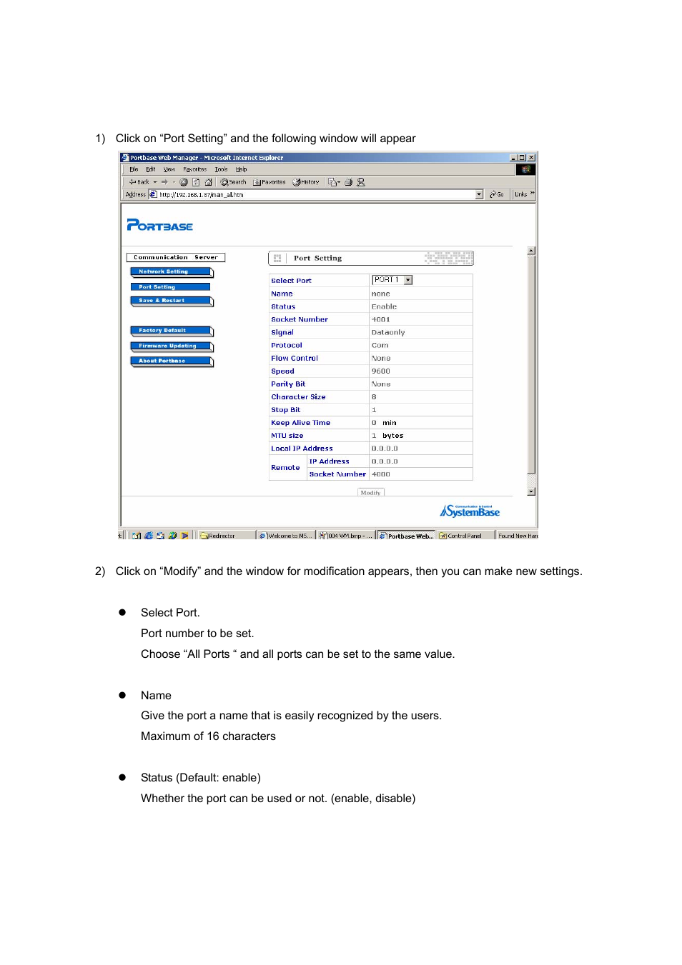 Serial port setting | Solvline PB2xxxUG User Manual | Page 20 / 104