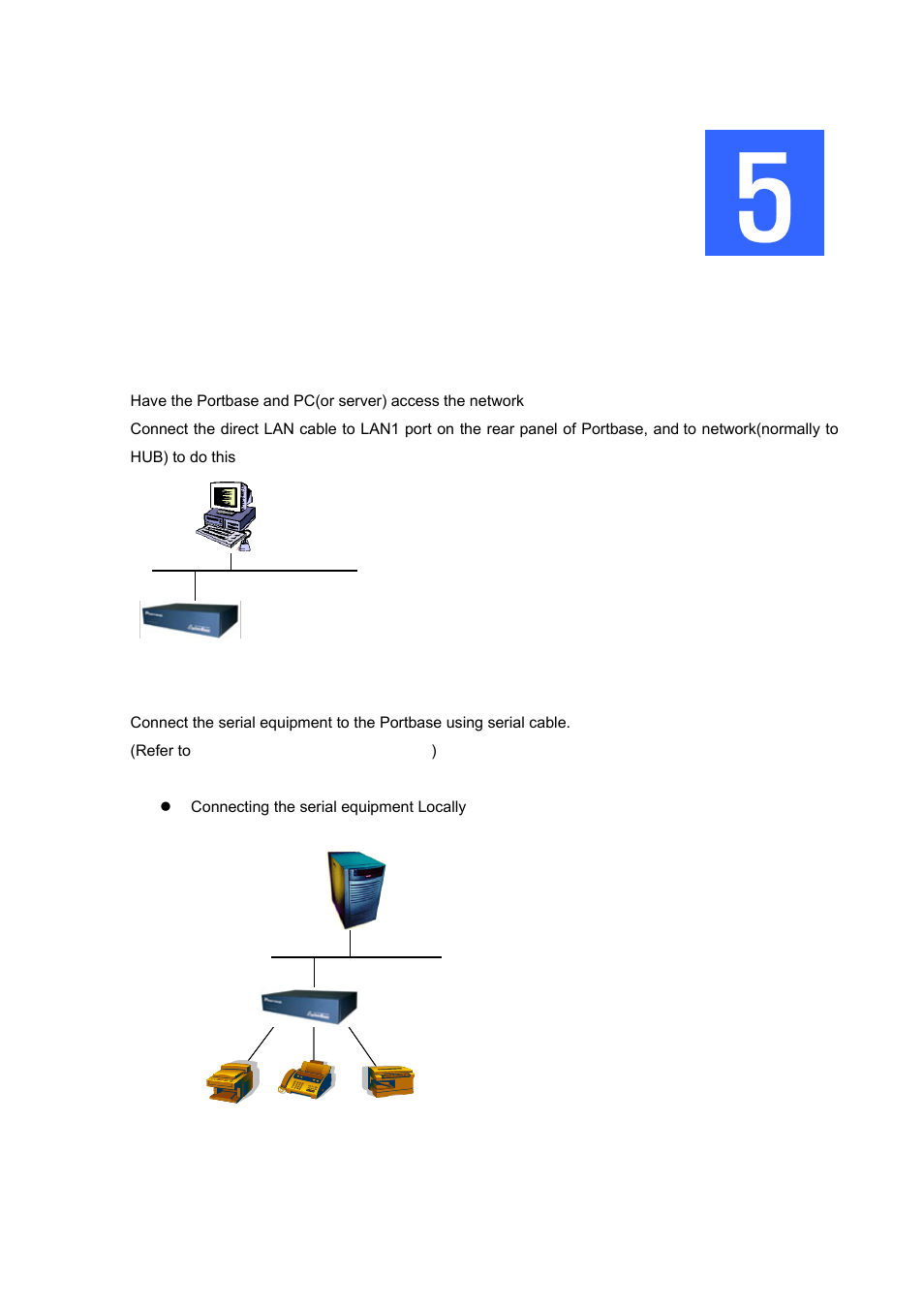 Chapter 5 portbase installation, Connecting network, Connecting serial equipment | Chapter 5, Portbase installation, Connecting network 2. connecting serial equipment | Solvline PB2xxxUG User Manual | Page 28 / 104