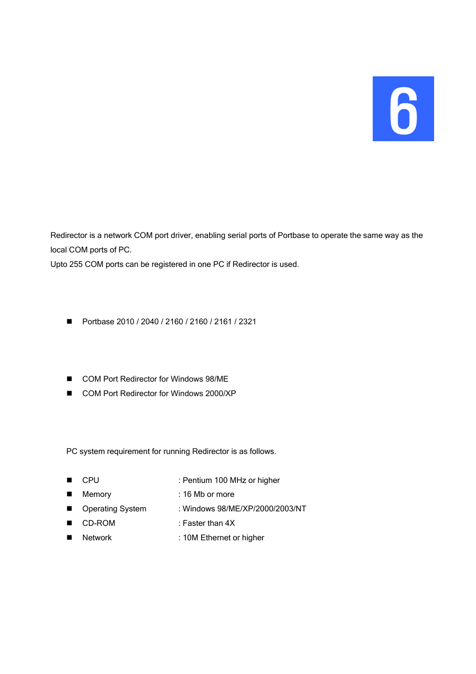 Chapter 6 com port redirection, Redirector introduction, Chapter 6 | Com port redirection | Solvline PB2xxxUG User Manual | Page 30 / 104