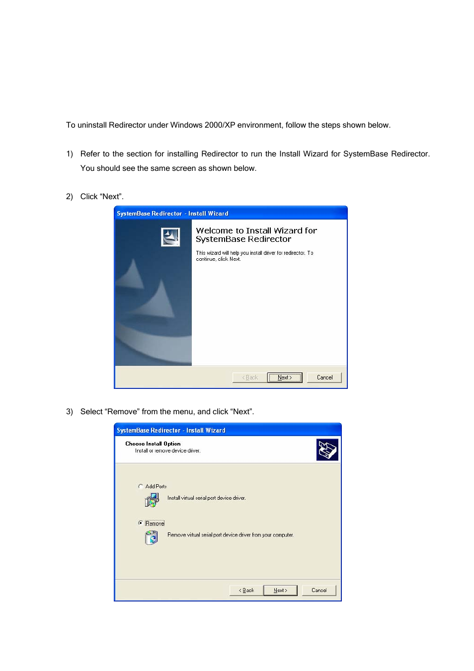 Uninstalling redirector under windows 2000/xp | Solvline PB2xxxUG User Manual | Page 45 / 104