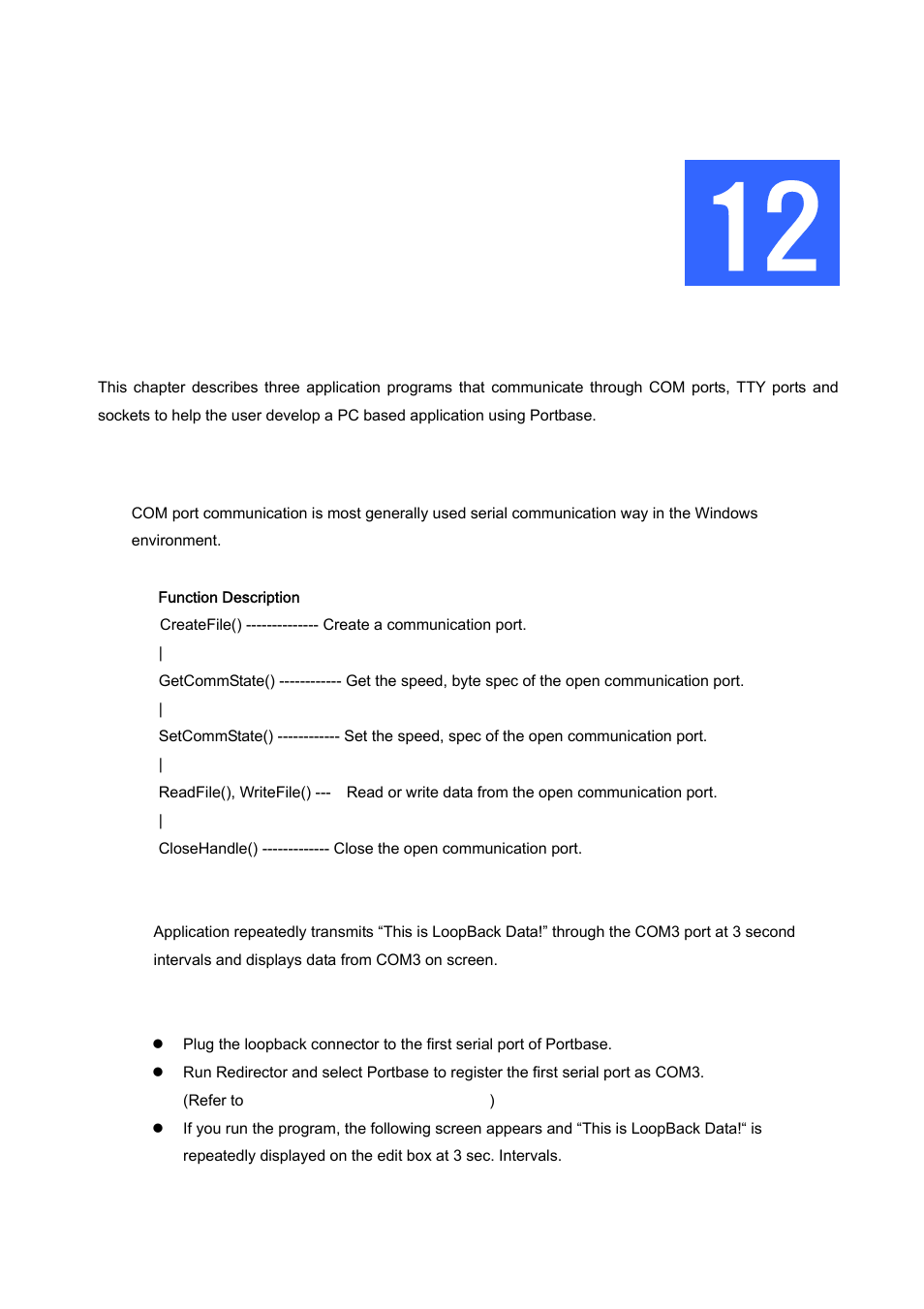 Chapter 12 programming examples, Com port communication program, Chapter 12 | Programming examples | Solvline PB2xxxUG User Manual | Page 91 / 104