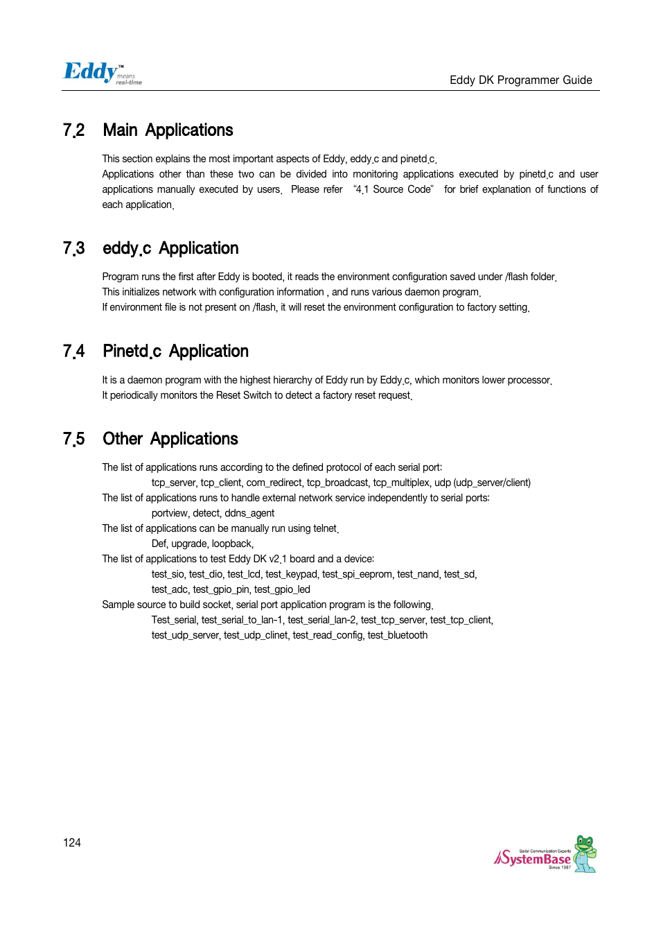 Main applications, Eddy.c application, Pinetd.c application | Other applications, 2 main applications, 3 eddy.c application, 4 pinetd.c application, 5 other applications | Solvline Eddy DK User Manual | Page 124 / 150