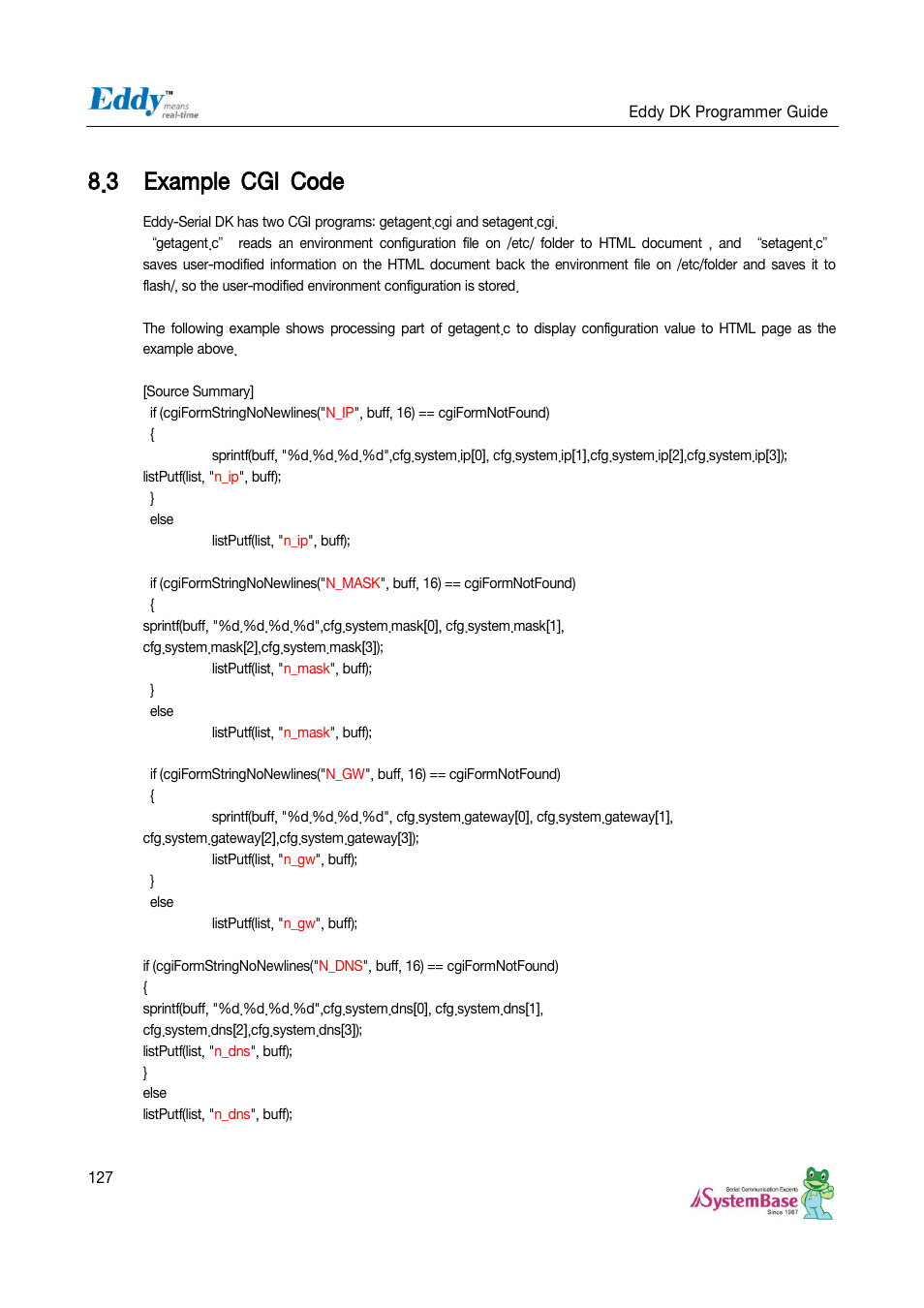 Example cgi code, 3 example cgi code | Solvline Eddy DK User Manual | Page 127 / 150