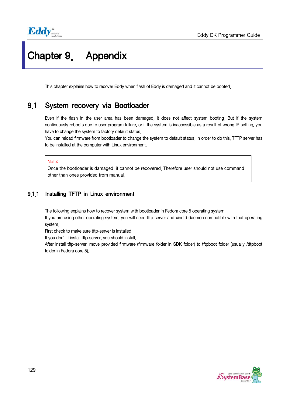 Chapter 9, Appendix, System recovery via bootloader | Chapter 9. appendix, 1 system recovery via bootloader | Solvline Eddy DK User Manual | Page 129 / 150