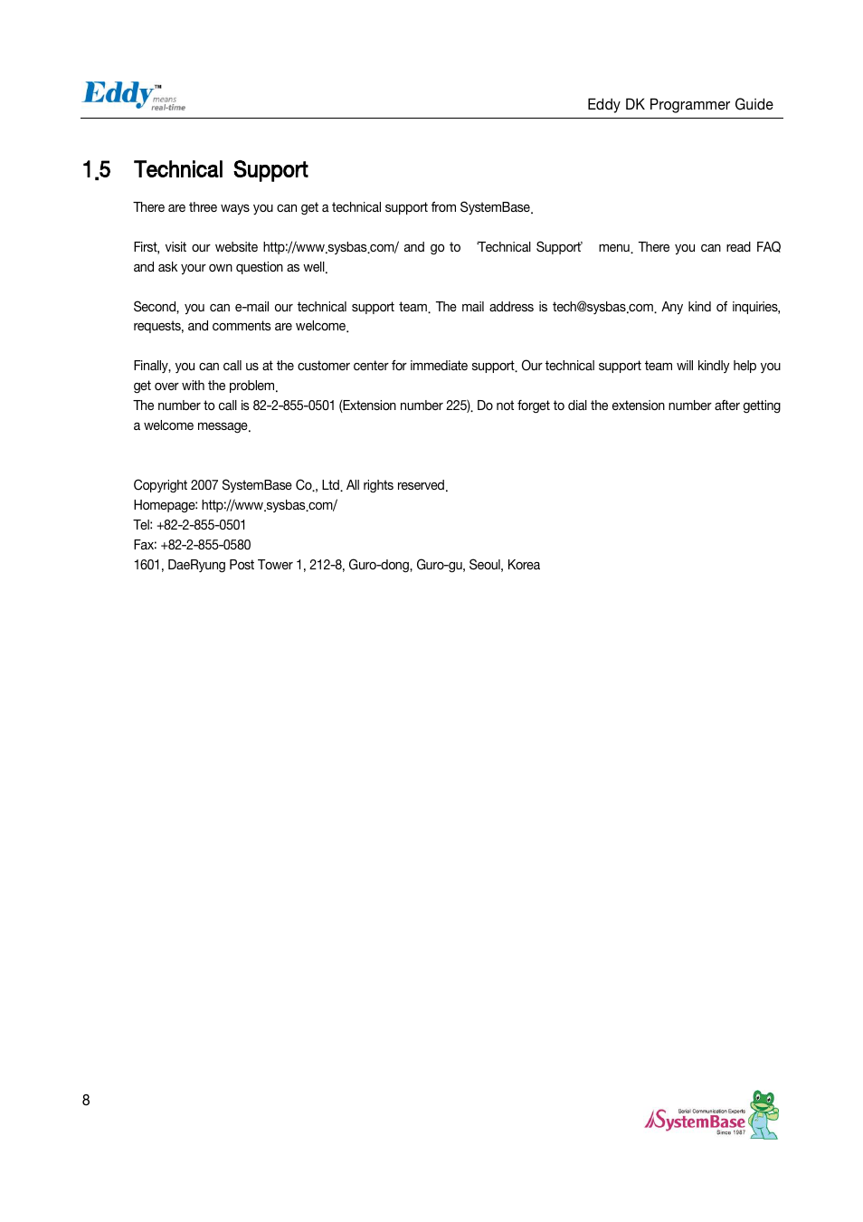 Technical support, 5 technical support | Solvline Eddy DK User Manual | Page 8 / 150