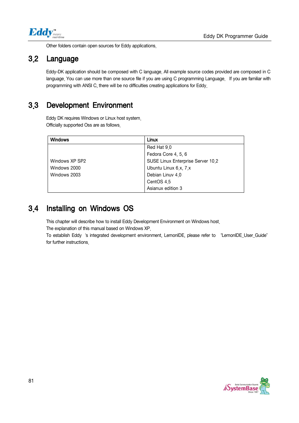 Language, Development environment, Installing on windows os | 2 language, 3 development environment, 4 installing on windows os | Solvline Eddy DK User Manual | Page 81 / 150