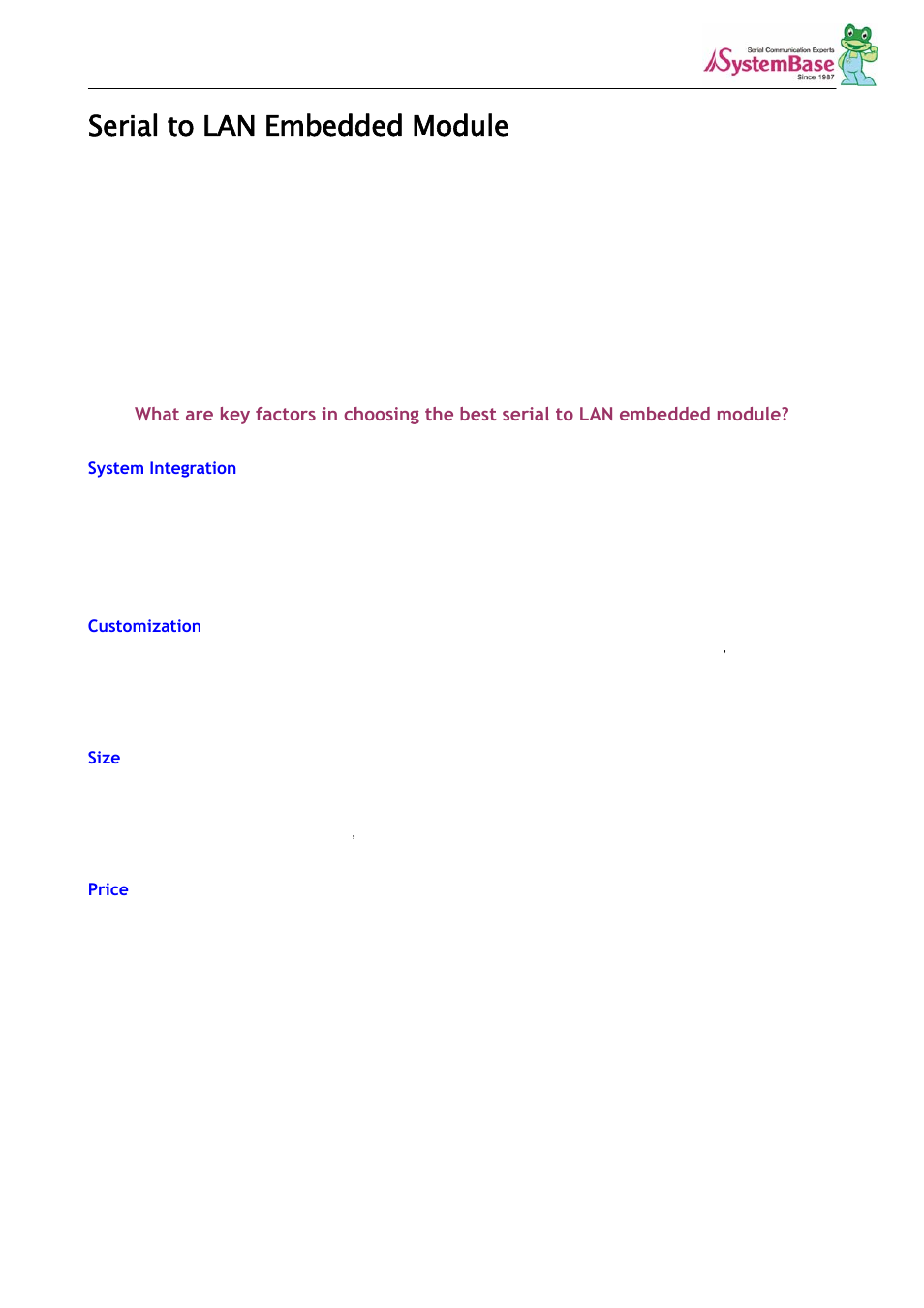 Serial to lan embedded module | Solvline Serial to LAN Embedded Module White Paper User Manual | Page 3 / 11