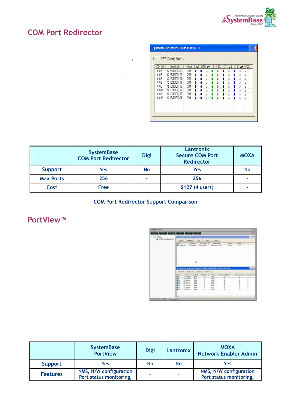 Com port redirector, Portview, Serial to lan embedded module white paper | Solvline Serial to LAN Embedded Module White Paper User Manual | Page 7 / 11