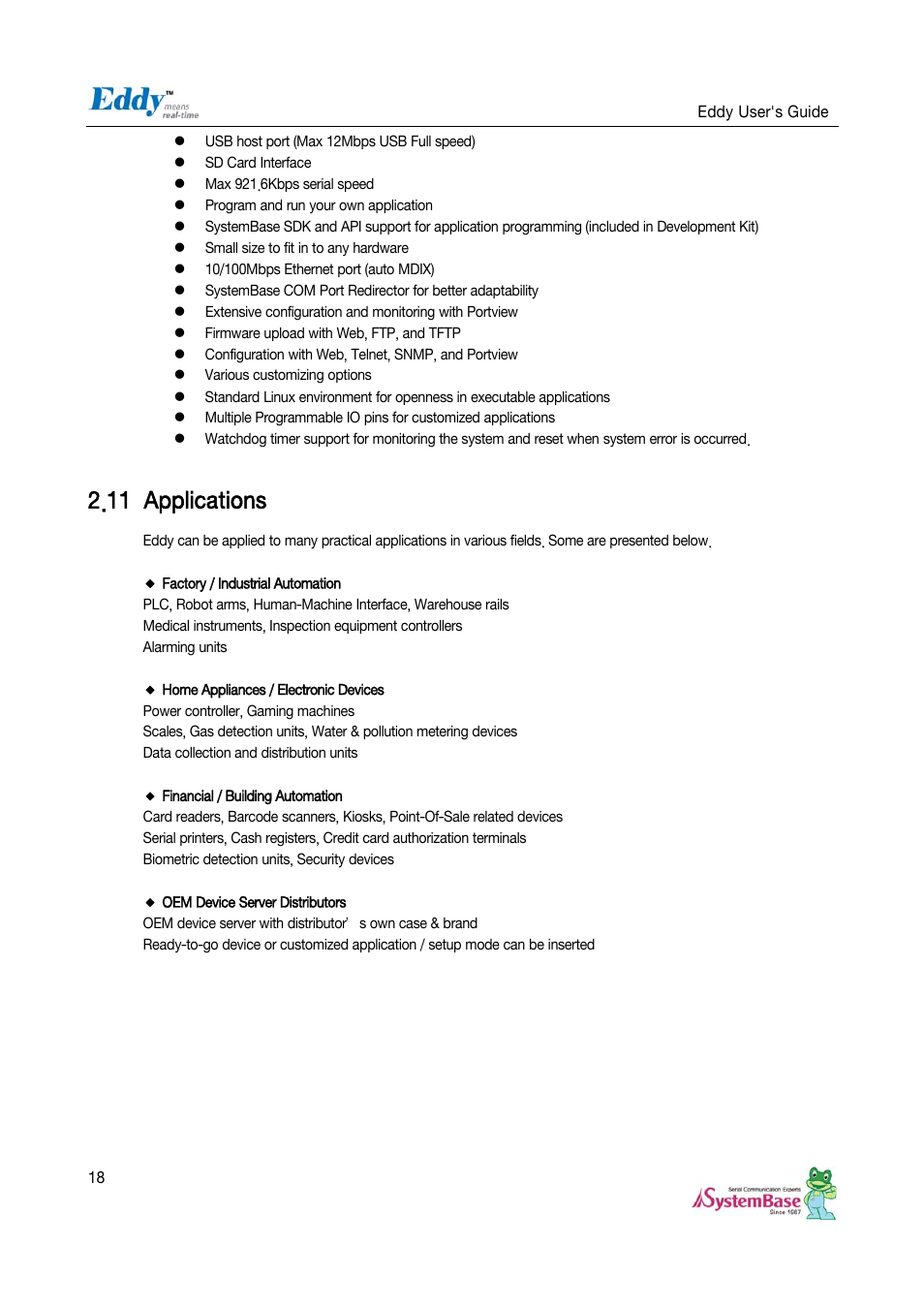 11 applications, Applications | Solvline Eddy Serial v2.5.1.1 User Manual | Page 18 / 88