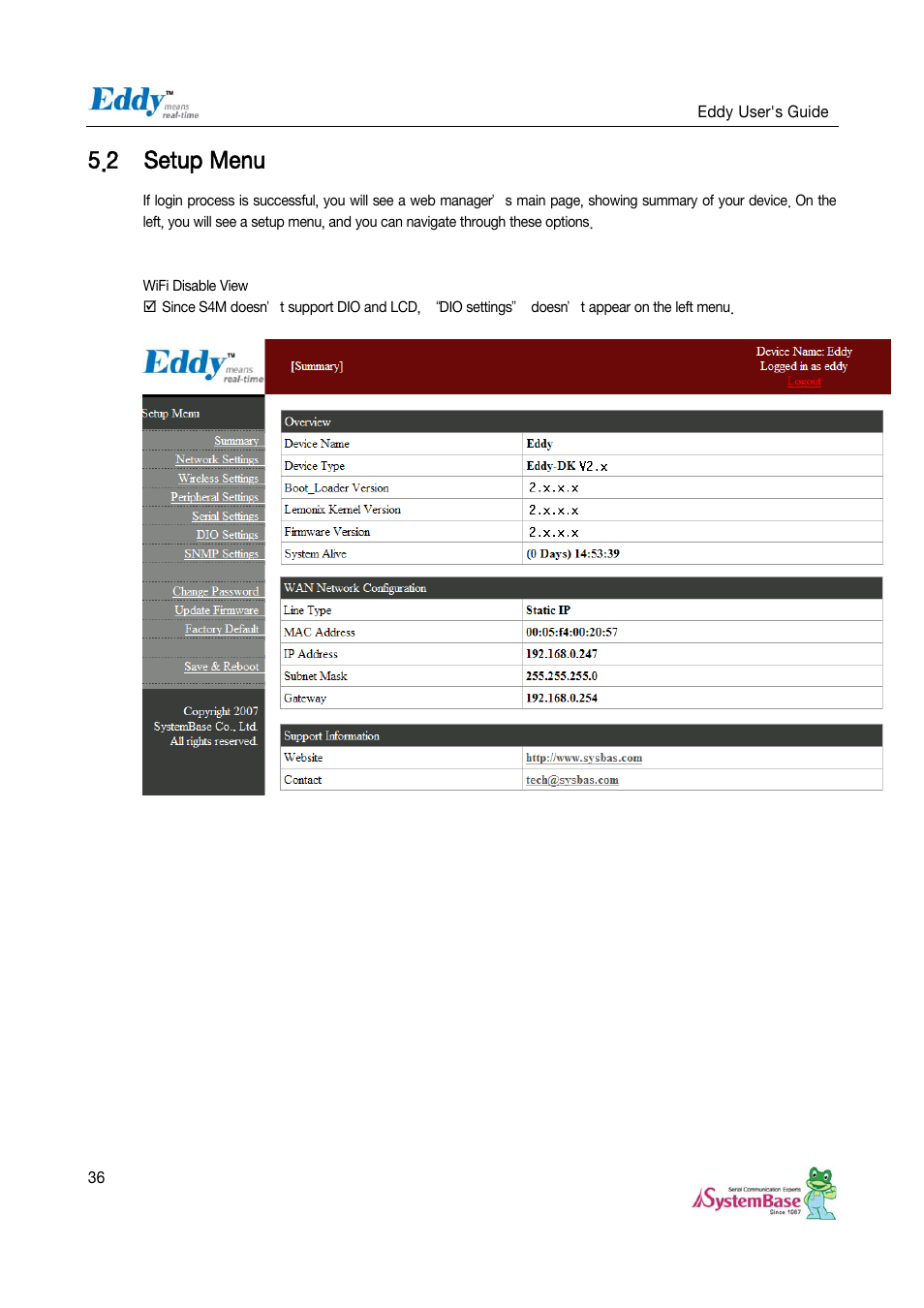 2 setup menu, Setup menu | Solvline Eddy Serial v2.5.1.1 User Manual | Page 36 / 88