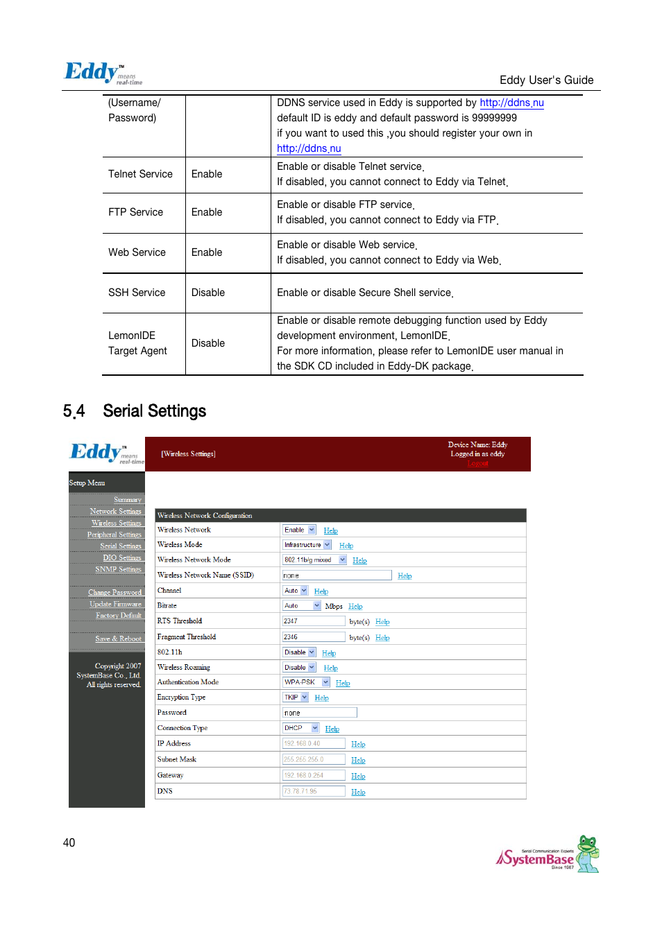 4 serial settings, Serial settings | Solvline Eddy Serial v2.5.1.1 User Manual | Page 40 / 88