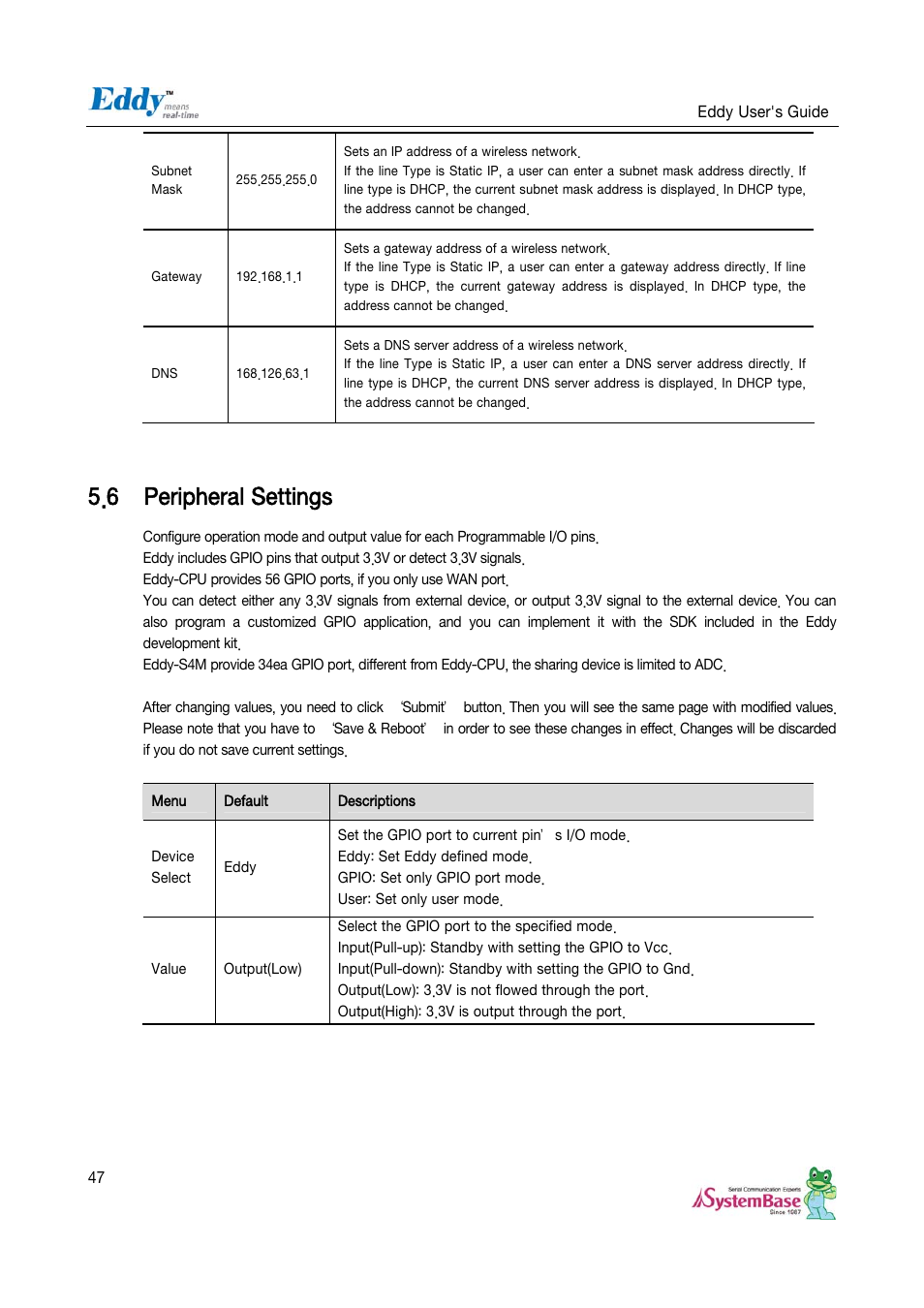 6 peripheral settings, Peripheral settings | Solvline Eddy Serial v2.5.1.1 User Manual | Page 47 / 88