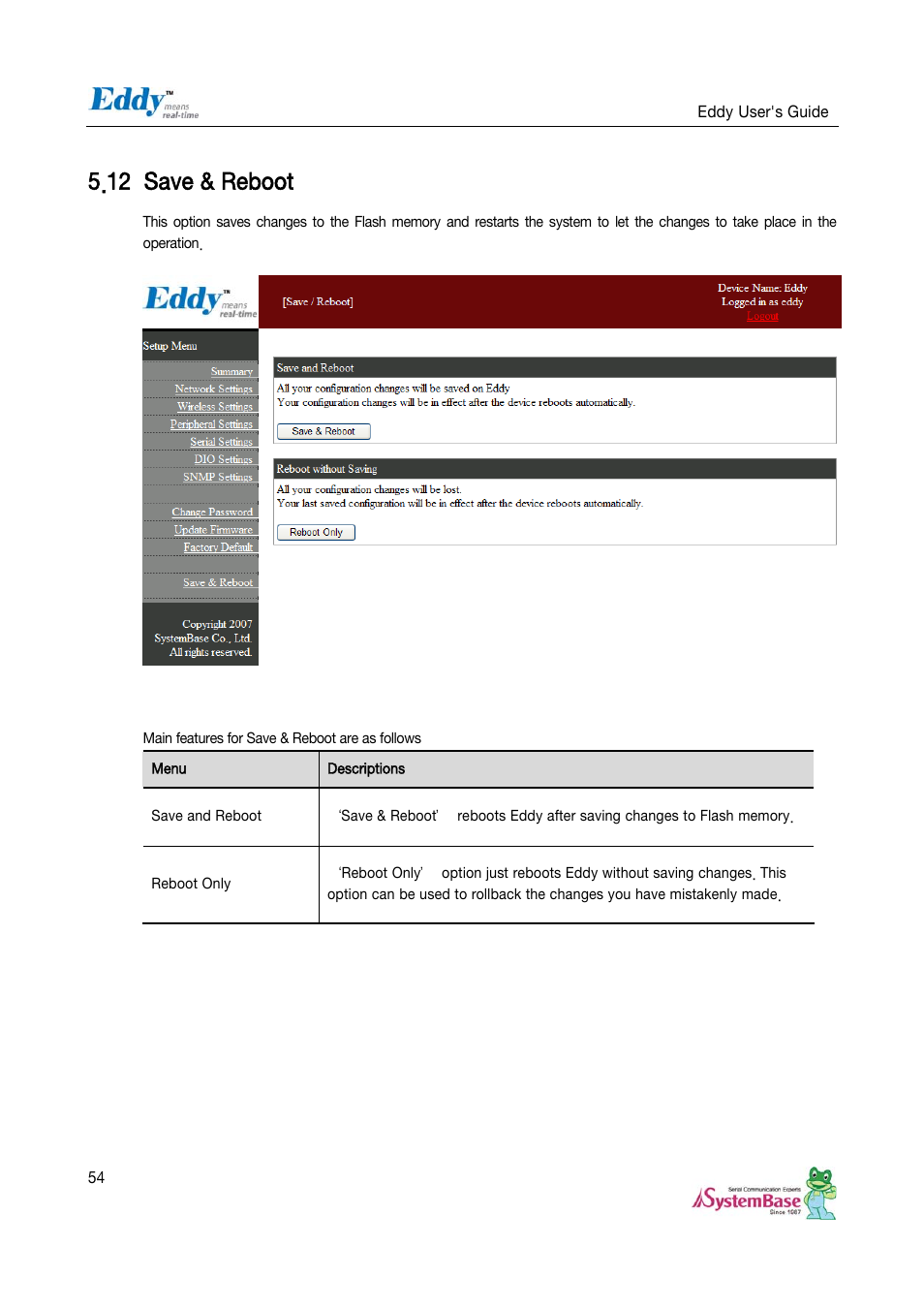 12 save & reboot, Save & reboot | Solvline Eddy Serial v2.5.1.1 User Manual | Page 54 / 88