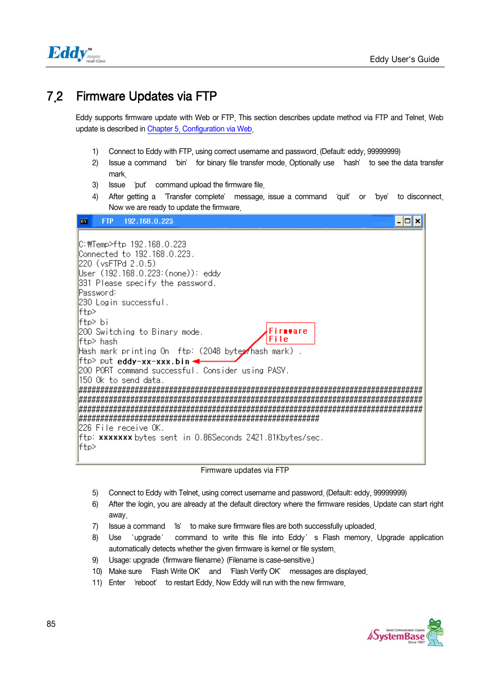 2 firmware updates via ftp, Firmware updates via ftp | Solvline Eddy Serial v2.5.1.1 User Manual | Page 85 / 88