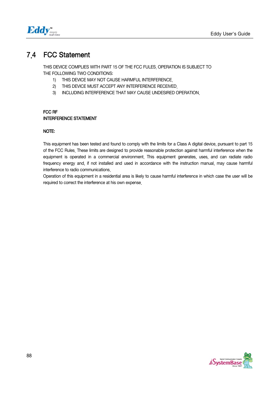 4 fcc statement, Fcc statement | Solvline Eddy Serial v2.5.1.1 User Manual | Page 88 / 88