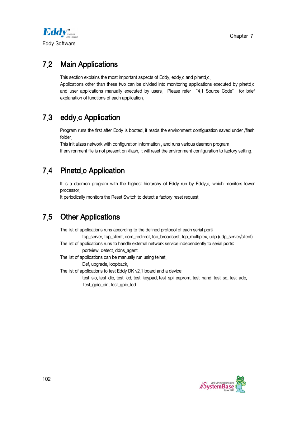 Main applications, Eddy.c application, Pinetd.c application | Other applications, 2 main applications, 3 eddy.c application, 4 pinetd.c application, 5 other applications | Solvline Eddy DKV2.1.0.3 User Manual | Page 102 / 123