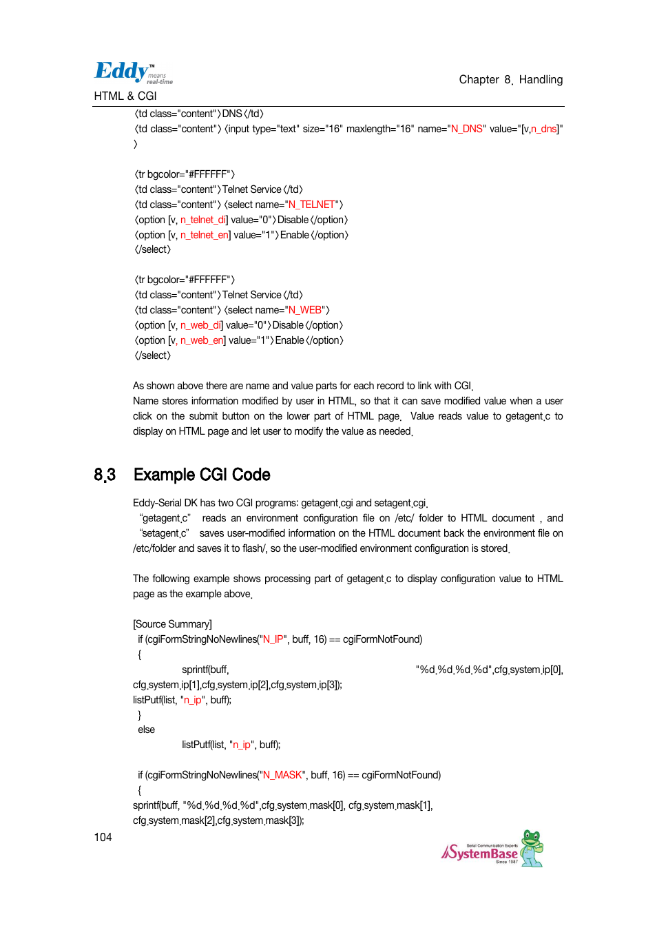 Example cgi code, 3 example cgi code | Solvline Eddy DKV2.1.0.3 User Manual | Page 104 / 123