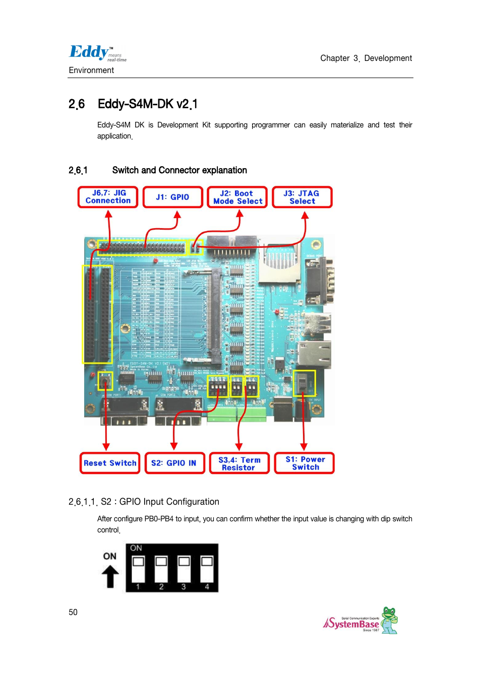 Eddy-s4m-dk v2.1, Switch and connector explanation, S2 : gpio input configuration | 6 eddy-s4m-dk v2.1 | Solvline Eddy DKV2.1.0.3 User Manual | Page 50 / 123