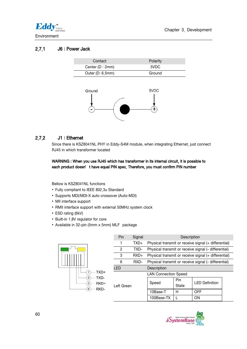 J6 : power jack, J1 : ethernet | Solvline Eddy DKV2.1.0.3 User Manual | Page 60 / 123