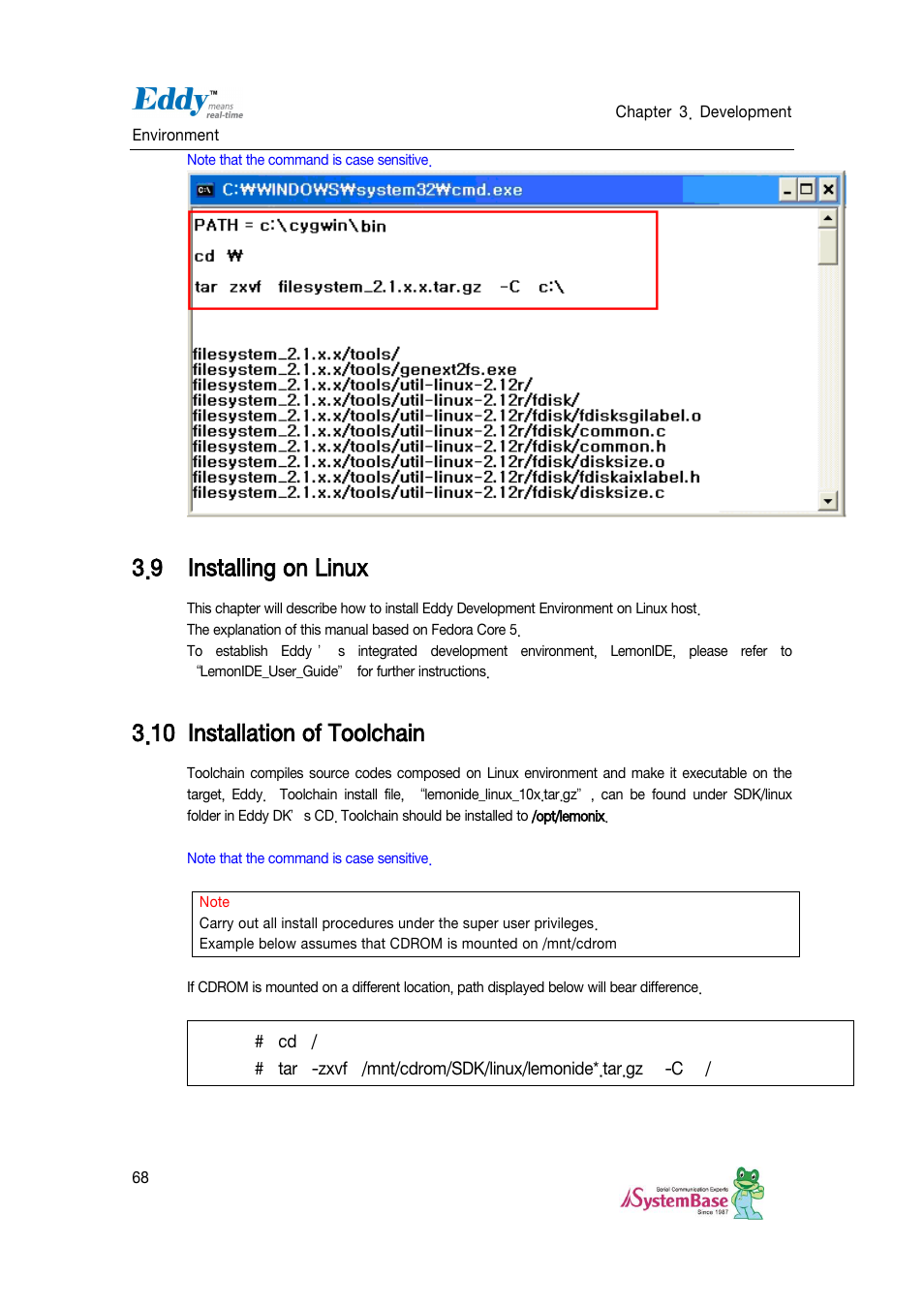 Installing on linux, Installation of toolchain, 9 installing on linux | 10 installation of toolchain | Solvline Eddy DKV2.1.0.3 User Manual | Page 68 / 123