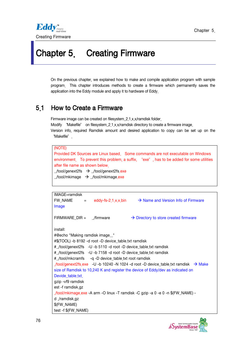 Creating firmware, How to create a firmware, Chapter 5 | Chapter 5. creating firmware, 1 how to create a firmware | Solvline Eddy DKV2.1.0.3 User Manual | Page 76 / 123