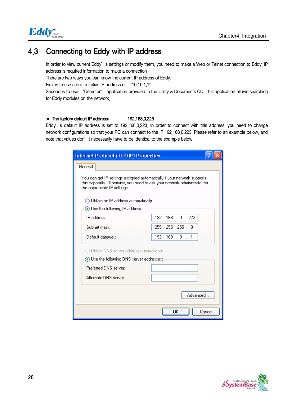 Connecting to eddy with ip address, 3 connecting to eddy with ip address | Solvline Eddy Serial Ver 2.1.0.3 User Manual | Page 28 / 63