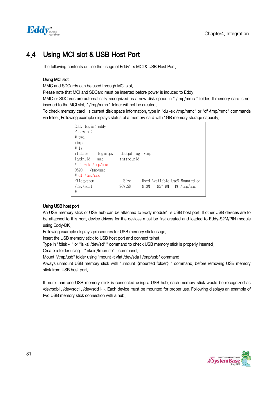 Using mci slot & usb host port, 4 using mci slot & usb host port | Solvline Eddy Serial Ver 2.1.0.3 User Manual | Page 31 / 63