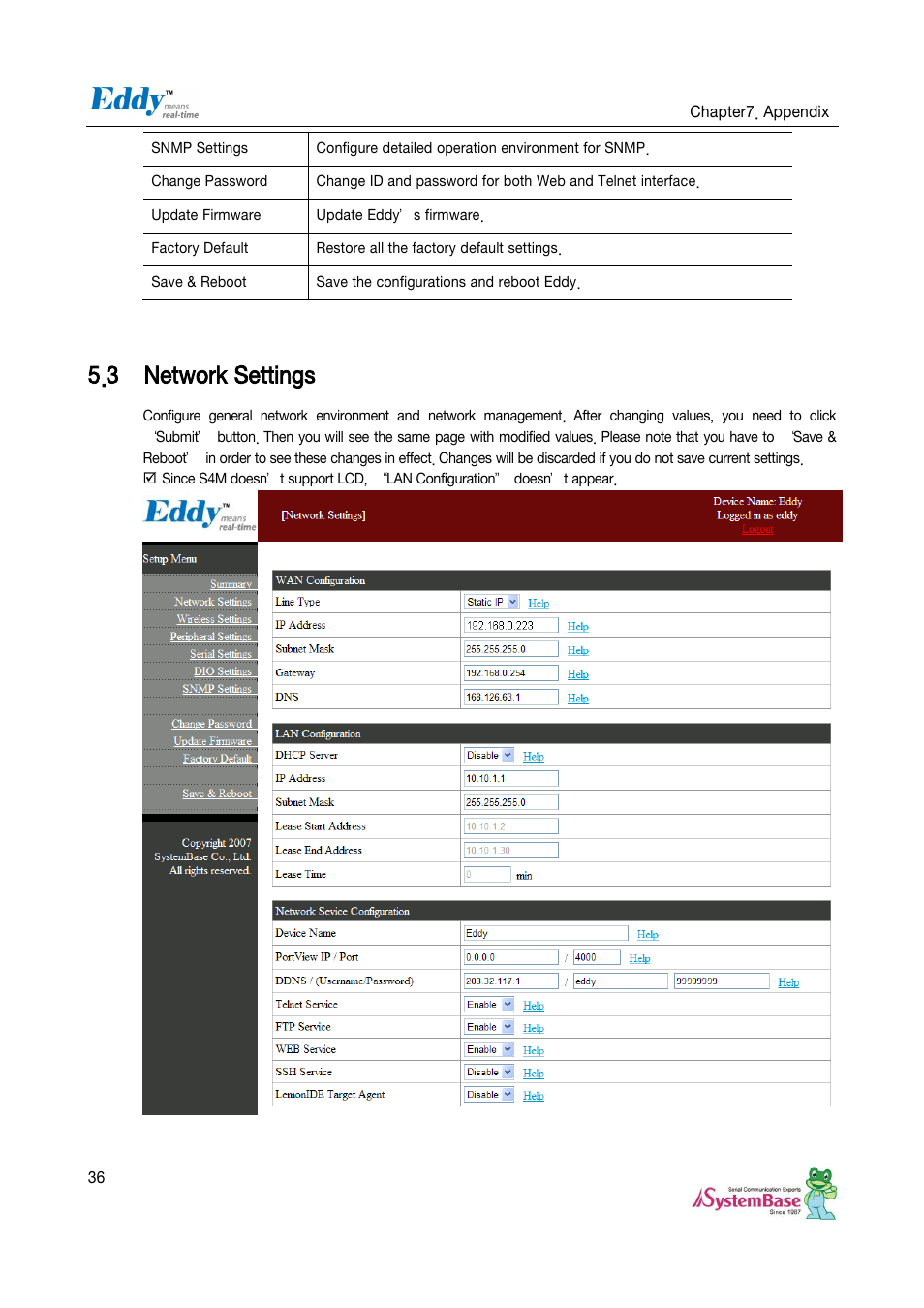 Network settings, 3 network settings | Solvline Eddy Serial Ver 2.1.0.3 User Manual | Page 36 / 63