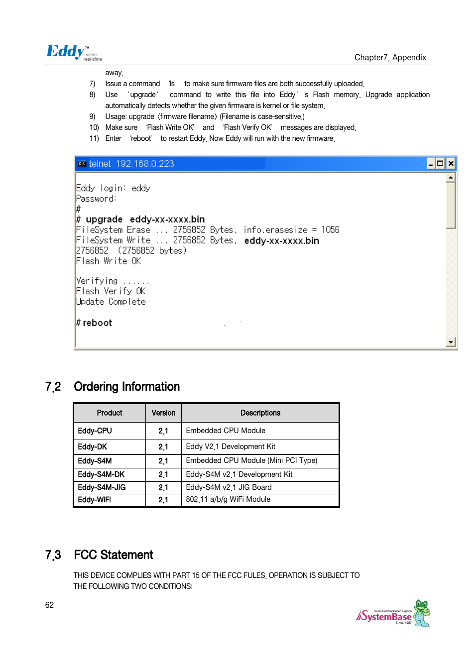 Ordering information, Fcc statement, 2 ordering information | 3 fcc statement | Solvline Eddy Serial Ver 2.1.0.3 User Manual | Page 62 / 63