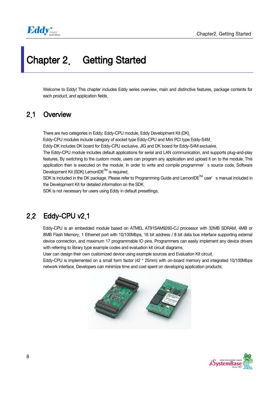 Getting started, Overview, Eddy-cpu v2.1 | Chapter 2, Chapter 2. getting started, 1 overview, 2 eddy-cpu v2.1 | Solvline Eddy Serial Ver 2.1.0.3 User Manual | Page 8 / 63