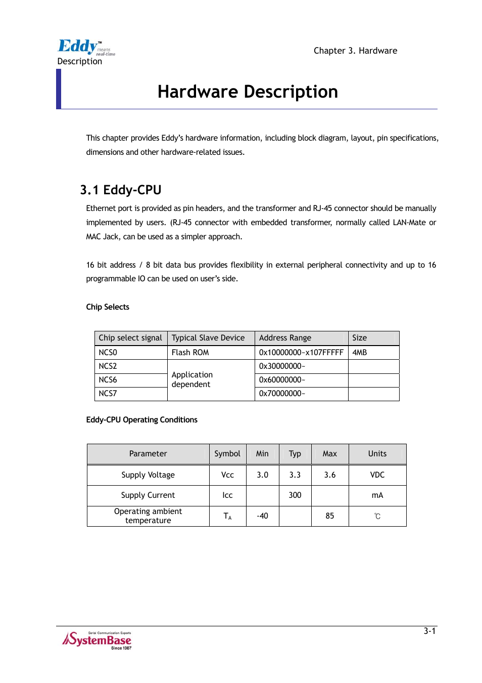 Chapter 3. hardware description, 1 eddy-cpu, Chapter 3 | Hardware description -1, 1 eddy-cpu -1, Chapter 3 . hardware descriptions, Explains the layout | Solvline Eddy Series Ver 2.1a User Manual | Page 16 / 89