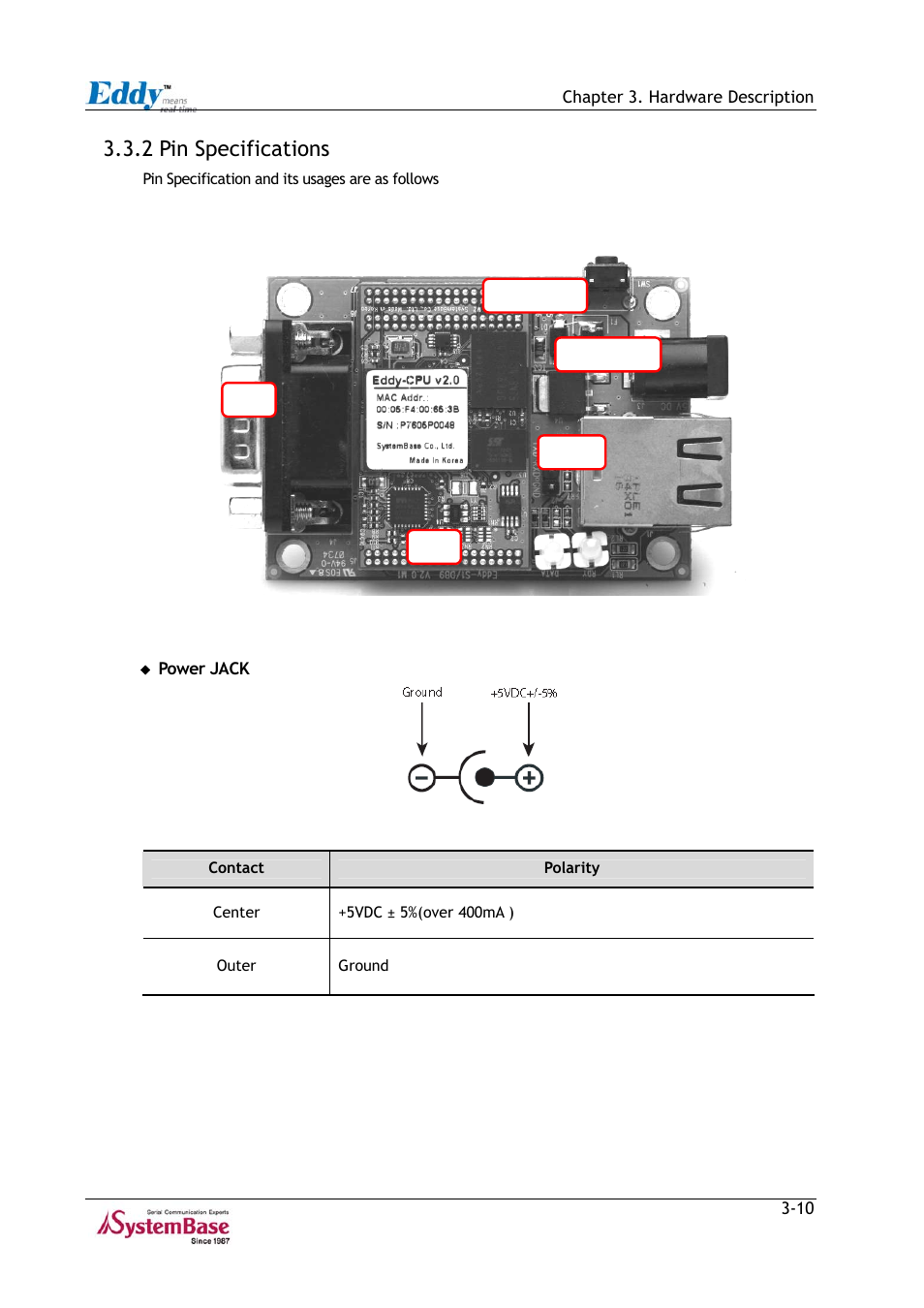 2 pin specifications, 2 pin specifications -10 | Solvline Eddy Series Ver 2.1a User Manual | Page 35 / 89