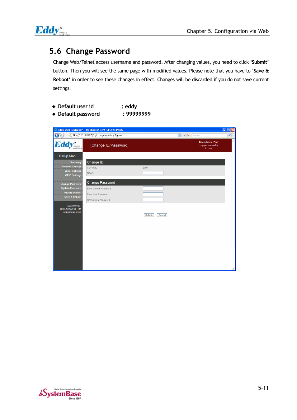 6 change password, 6 change password -11, Figure 5-7 | Solvline Eddy Series Ver 2.1a User Manual | Page 71 / 89