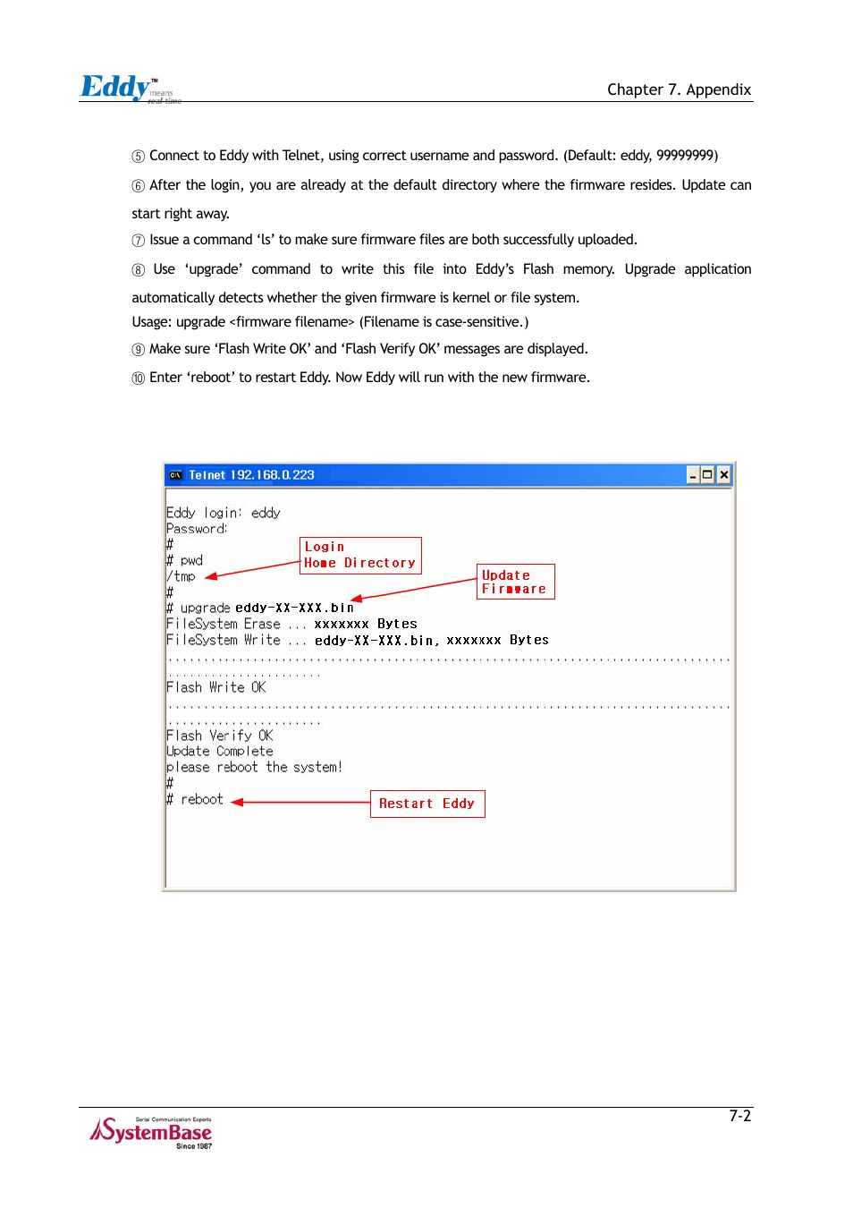 Figure 7-2 firmware update via telnet -2 | Solvline Eddy Series Ver 2.1a User Manual | Page 84 / 89
