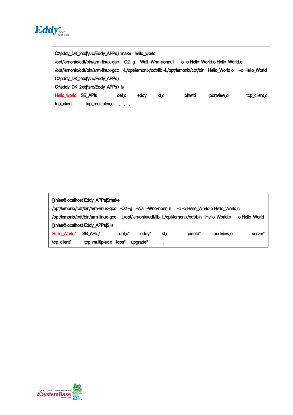 2 compiling on linux, 3 compiling with lemonide, 4 uploading and executing an application via ftp | 2 compiling on linux -5, 3 compiling with lemonide -5, Compiling on linux, Compiling with lemonide | Solvline Eddy DK Ver 2.20 User Manual | Page 35 / 75