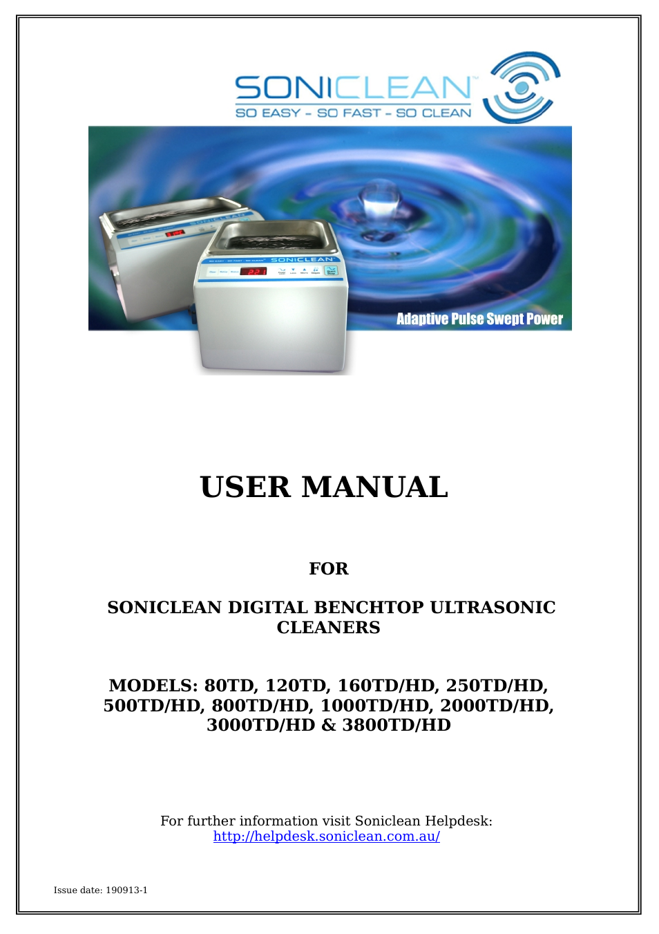 Soniclean Digital Benchtop Ultrasonic Cleaners User Manual | 12 pages