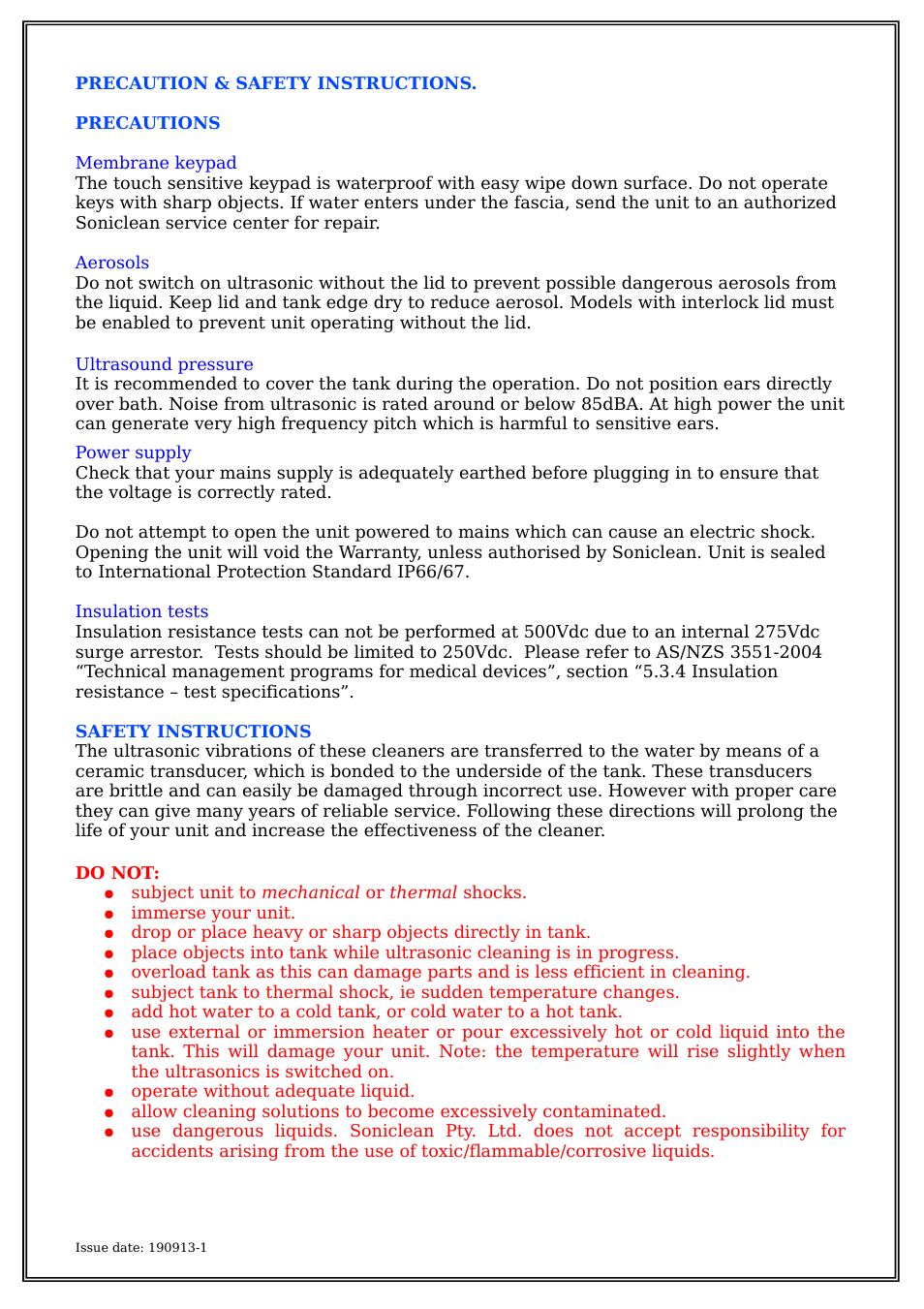 Soniclean Digital Benchtop Ultrasonic Cleaners User Manual | Page 3 / 12