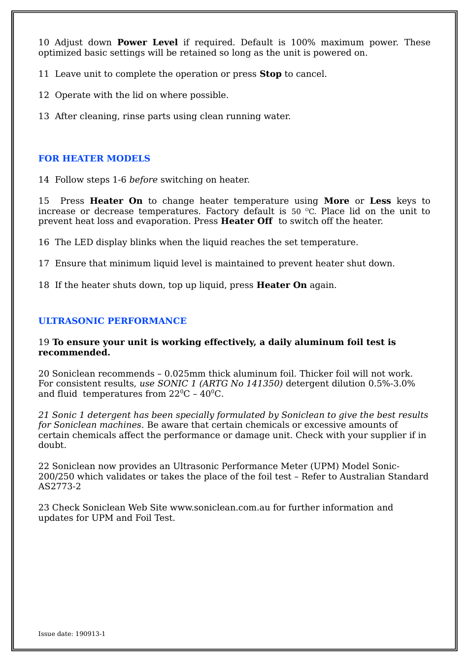 Soniclean Digital Benchtop Ultrasonic Cleaners User Manual | Page 5 / 12