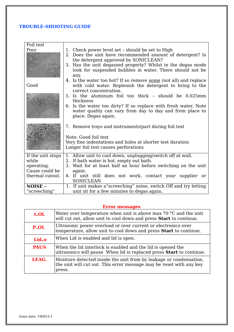 Soniclean Digital Benchtop Ultrasonic Cleaners User Manual | Page 9 / 12