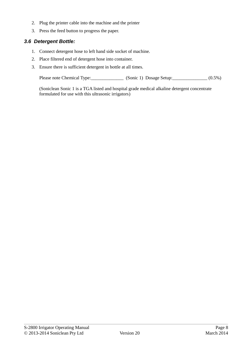 6 detergent bottle | Soniclean S2800 User Manual | Page 12 / 30