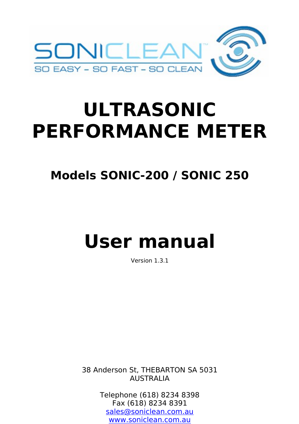 Soniclean SONIC-250 User Manual | 14 pages