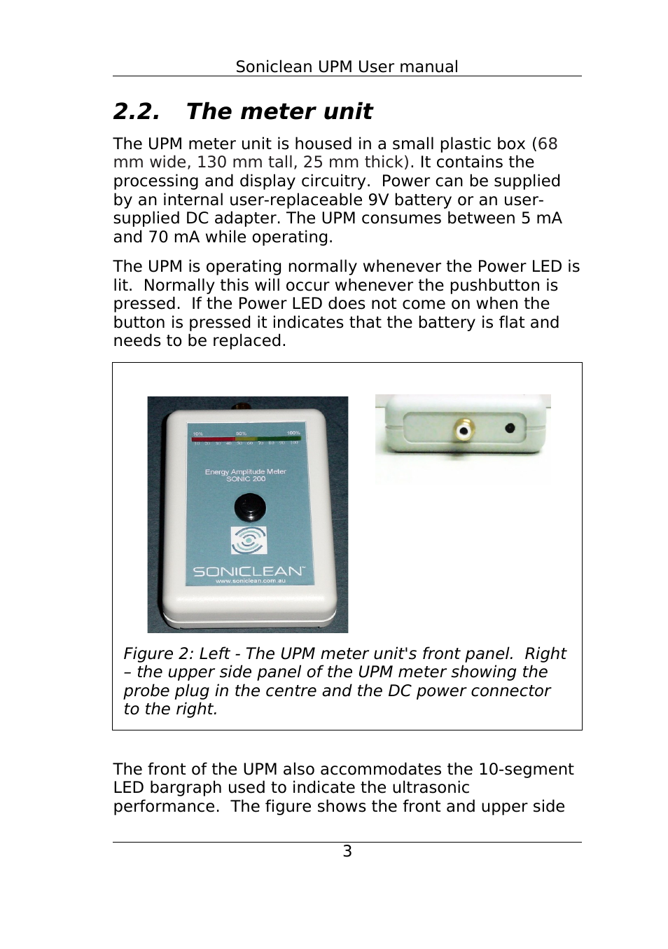 The meter unit | Soniclean SONIC-250 User Manual | Page 6 / 14