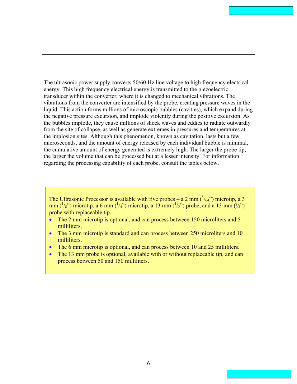 Section ii – operation, Principles of ultrasonic disruption | Sonics VCX134PB User Manual | Page 6 / 22
