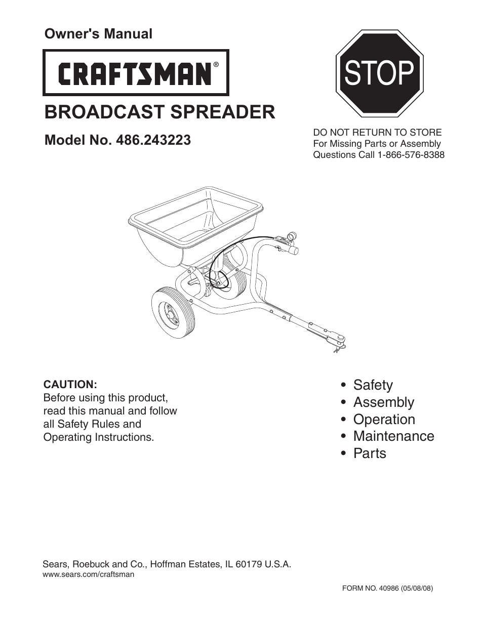 Craftsman 486.243223 User Manual | 8 pages