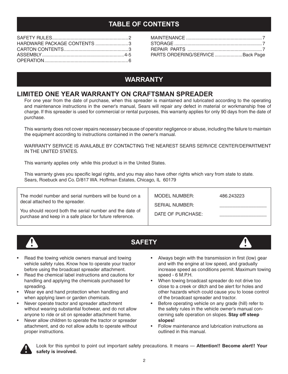 Craftsman 486.243223 User Manual | Page 2 / 8