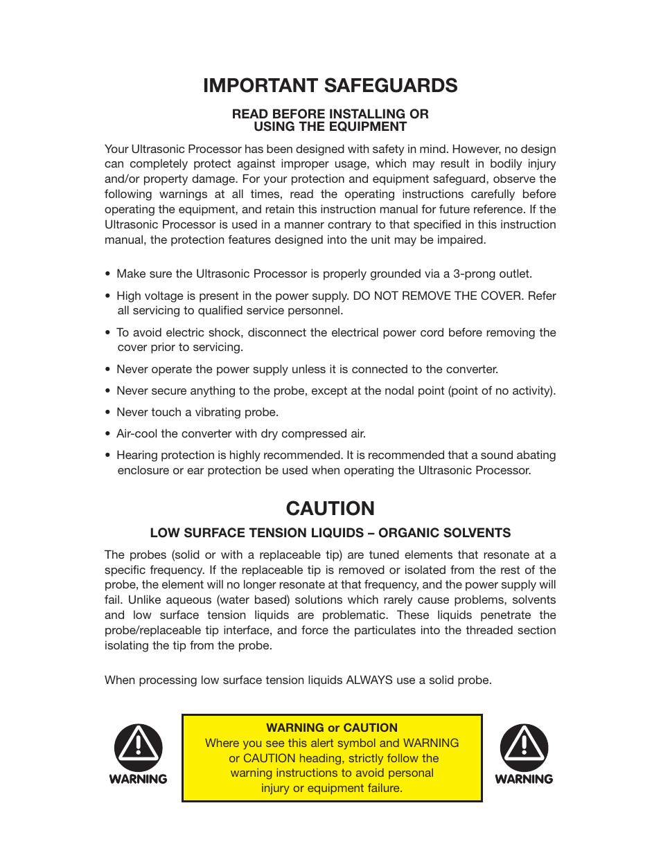 Important safeguards, Caution | Sonics VCX1500 User Manual | Page 3 / 20