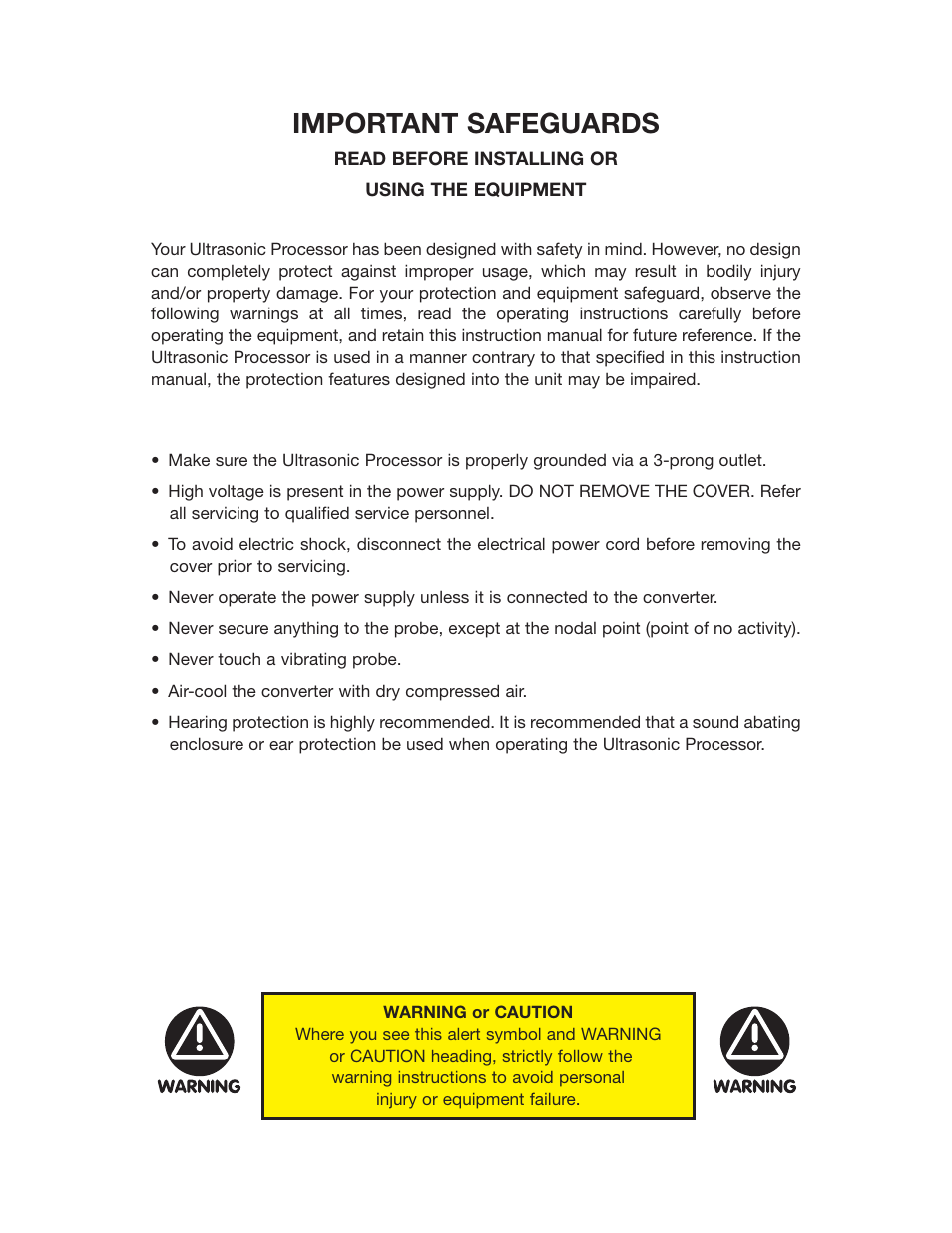 Important safeguards | Sonics VCX1500HV User Manual | Page 3 / 20